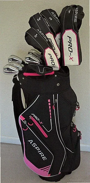 Ladies Petite Golf Set Driver Wood Hybrids Irons Putter Cart Bag Deluxe Model