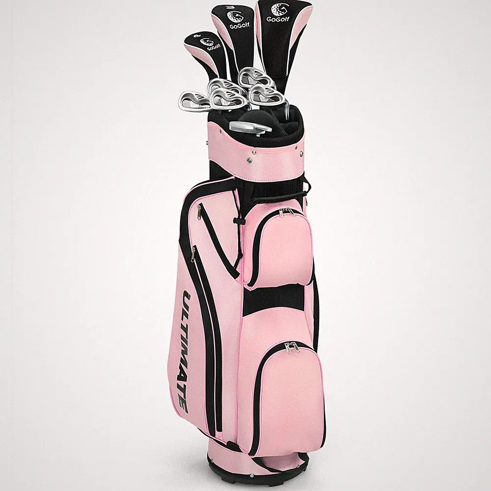 Ladies Womens Complete Golf Clubs Set 10 Pieces Includes Alloy Driver Pink