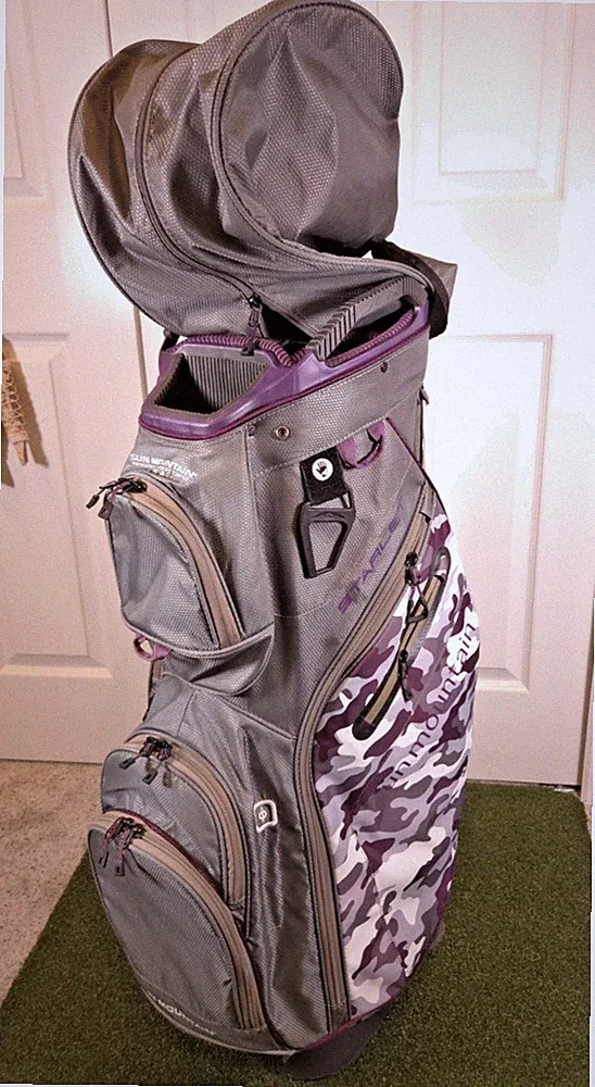 Ladies Womens Purple Camo 15 Way SUN MOUNTAIN STARLET Golf Club Cart Bag