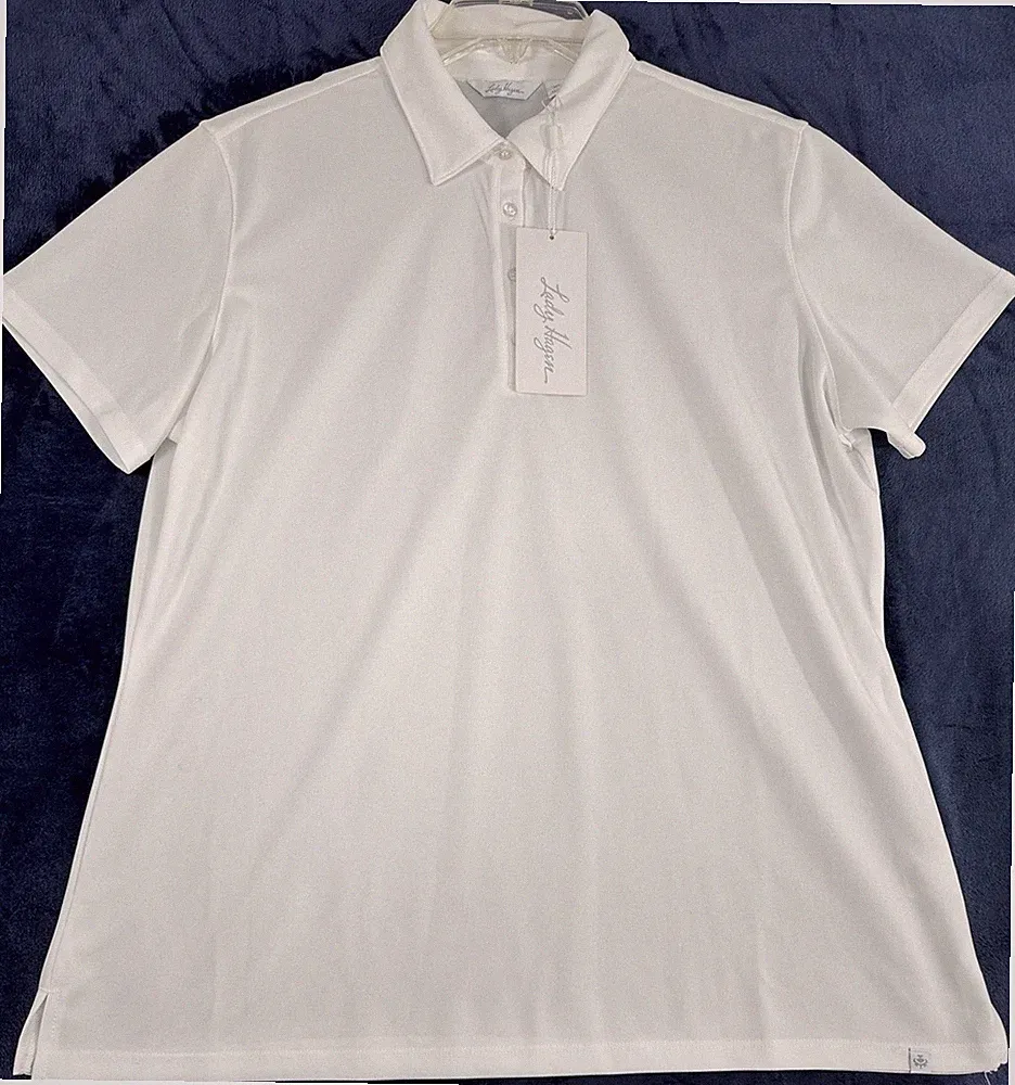 Lady Hagen Golf Shirt XXL 1X Womens White Pique Polo Short Sleeve NWT