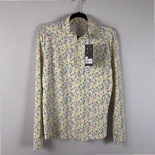 Lady Hagen Pullover Womens Medium Citrus Floral Stretch Pullover Long Sleeve