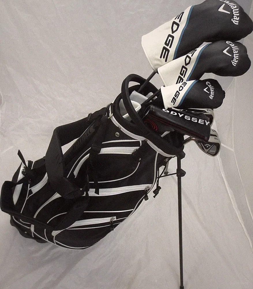 Left Hand Mens TALL Callaway Golf Set Driver Wood Hybrid Irons Odyssey Putter