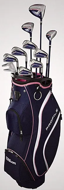 Left Hand Women Wilson Profile Navy/Pink with Cart Bag Complete Set Graphite New