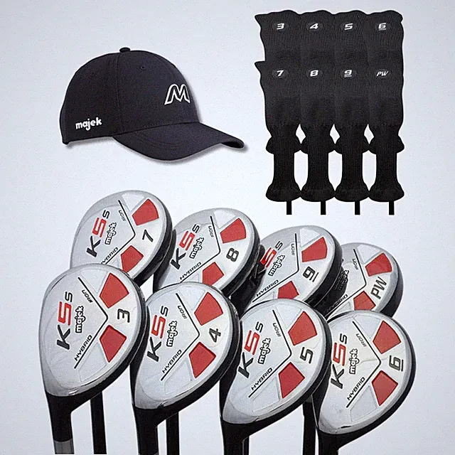 LEFT HANDED Mens Majek Golf K5 Hybrid Club Complete Set #3-PW + Headcovers + Hat