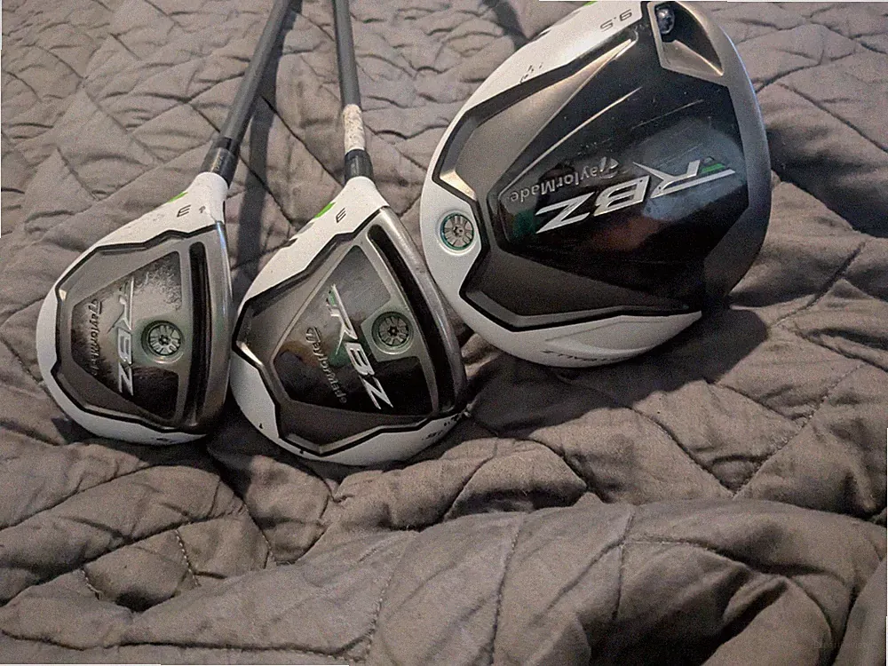 Left Taylormade Rocketballz wood set.driver, 3 wood,hybrid.9.5,15,19.rbz