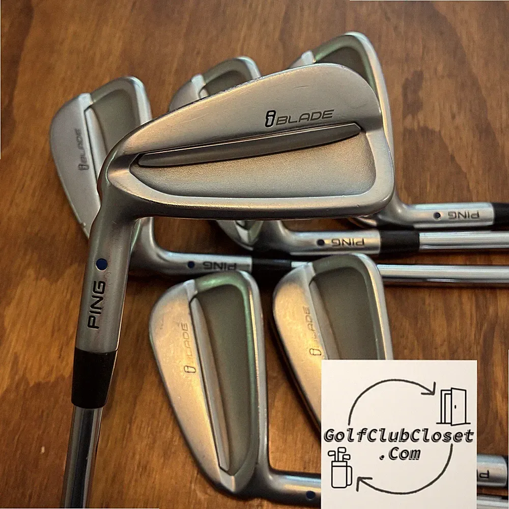 LH PING iBlade Iron Set Left Handed / Blue Dot 5-PW Stiff Flex Steel KBS +1/4”