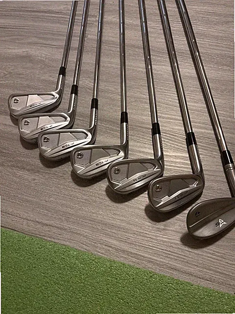 LH TaylorMade P7CB Irons 5-PW + MG5 52° KBS $-Taper 130 X flex Mint +3/4”