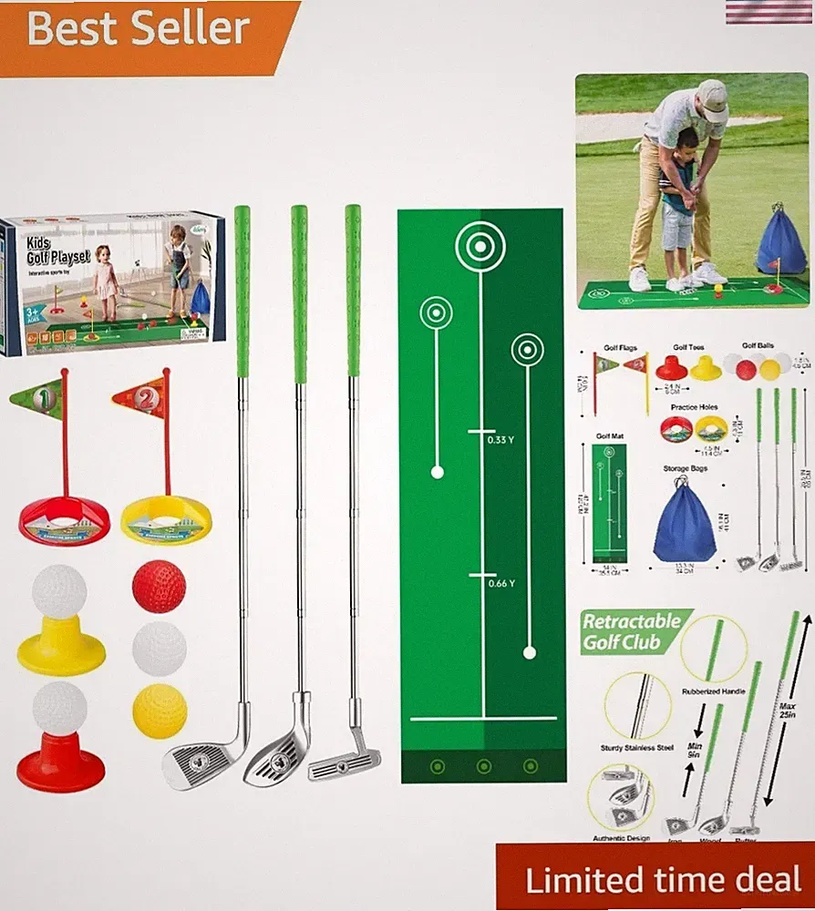 Liberry Toddler Golf Set - Realistic Golf Clubs for Ages 3-5 with Accessories
