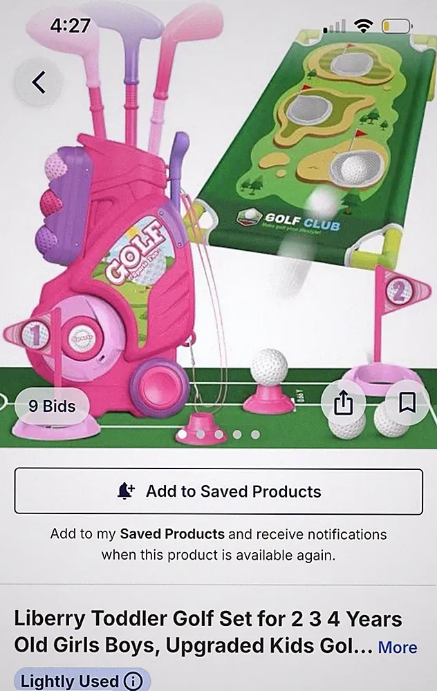 Liberry Toddler Kids Golf Club Set with Mat, Pink, Ages 2-4 Years