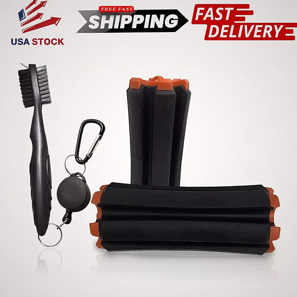 Lightweight Golf Club Carrier | Club Brush with Carabiner Clip | Holds 6 Clubs