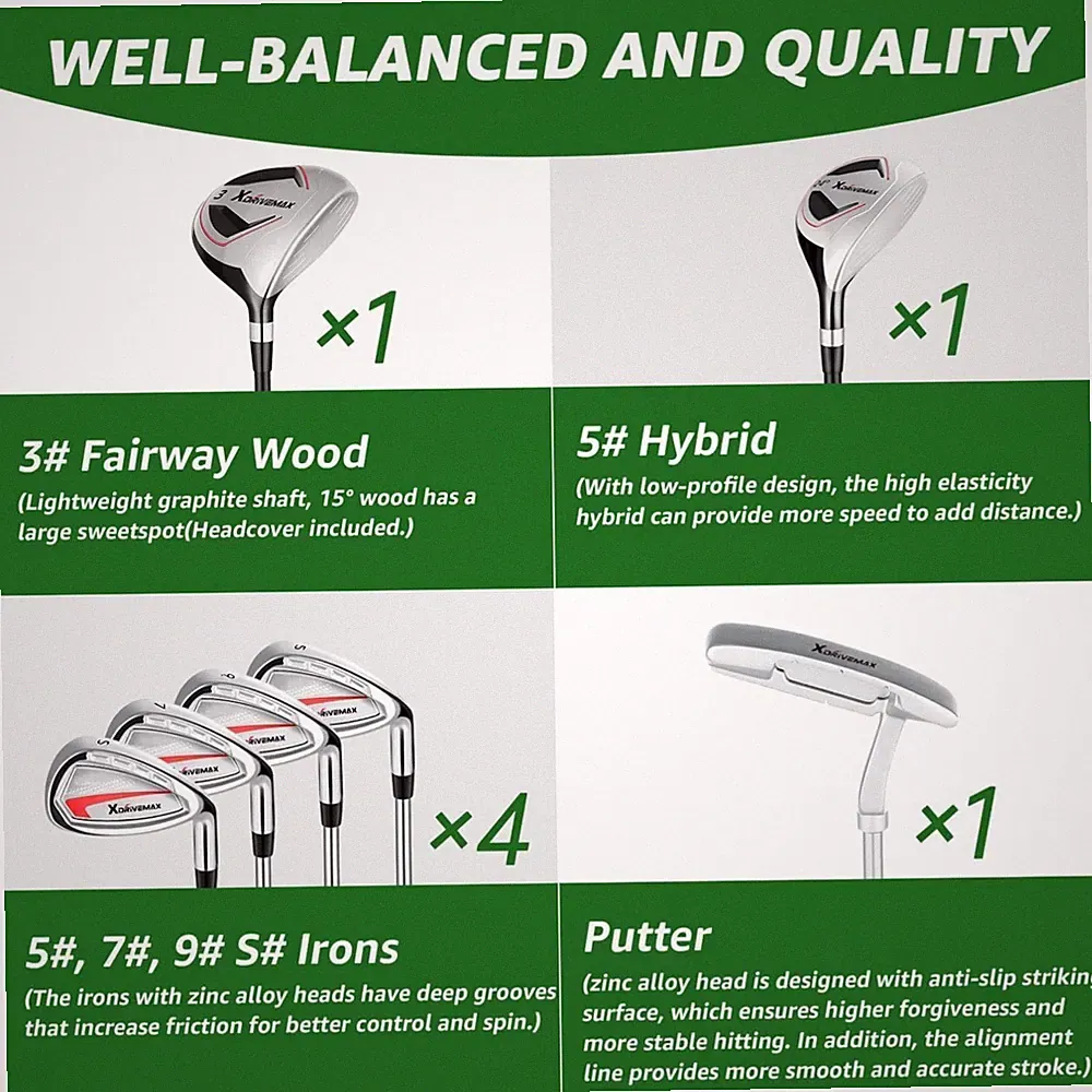 Lightweight Golf Club Set with Bag - Perfect for Beginners