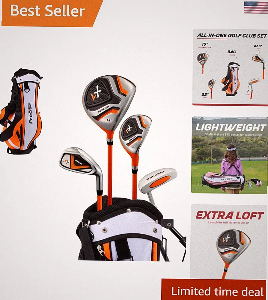 Lightweight Junior Golf Clubs Set – Perfect for Kids Aged 3-5 with Stand Bag