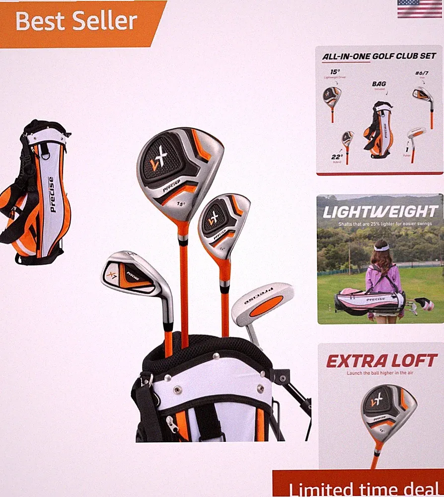 Lightweight X7 Kids Golf Set - Perfect for Beginners Ages 3-5 with Headcovers