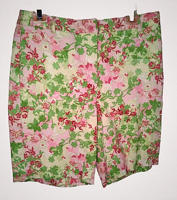 Liz Golf Liz Claiborne Audra Yellow Green Pink golf shorts womens Sz 8 Floral