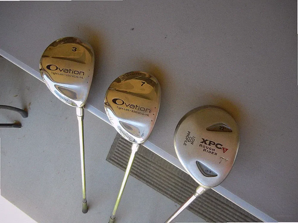 Lot 3 Golf Clubs Fairway Woods: ADAMS OVATION 3 7, XPC Rough Rider 7, NEW GRIPS!