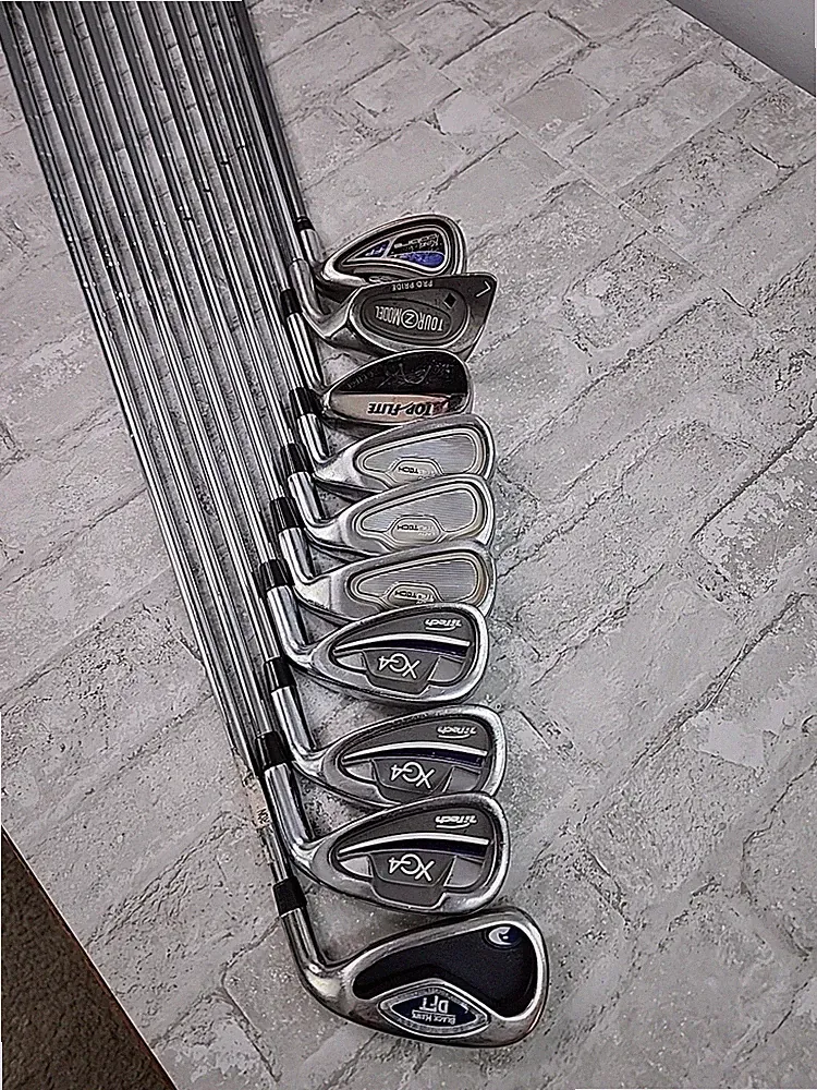 Lot of 10 Golf Clubs-Assorted Lofts & Flexes Irons Wedge RH Top Flite King Cobra