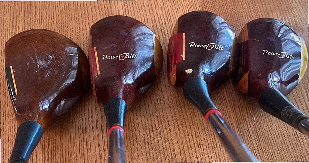 Lot of 4 PowerBilt Citation Persimmon Woods Mens Golf Clubs 2-drivers, 3 &4 Wood