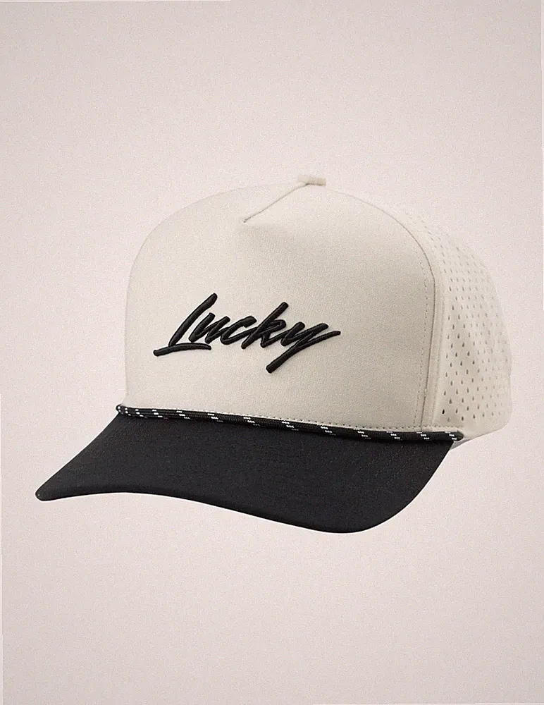 Lucky Embroidered Snapback Hat Mens Trucker Mesh Performance Adjustable Golf Cap