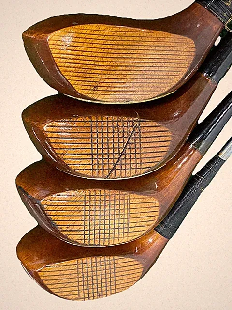MacGregor Ben Hogan BAP Reg 304 Persimmon Fancy Wood Set 1w,2w(Cracked),3w,4w HC