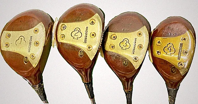 MacGregor Ben Hogan Reg 304 BAP Persimmon Fancy Wood Set 1w,2w(Cracked),3w,4w HC