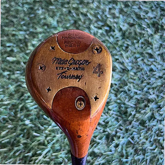 MacGregor Eye-O-Matic Tourney M85W Persimmon 4 Wood Refinished Head Leather grip