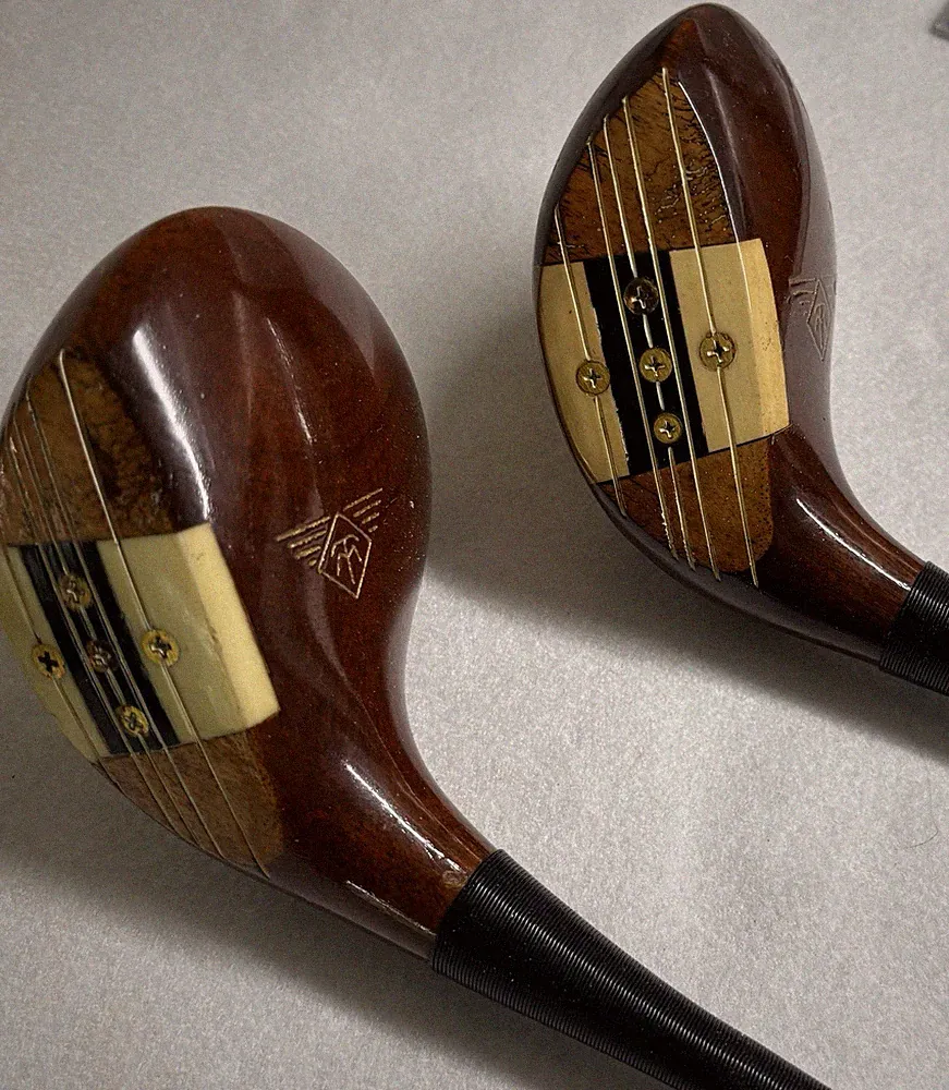 MacGregor Eye O Matic Tourney Persimmon M85W RH 2 and 4 Fairway Woods Nice