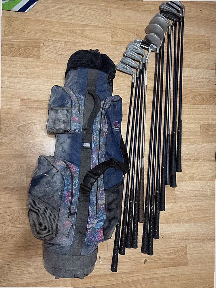 MacGregor Golf Club Set Woods Irons Putters Datrek Bag USED LOT 13