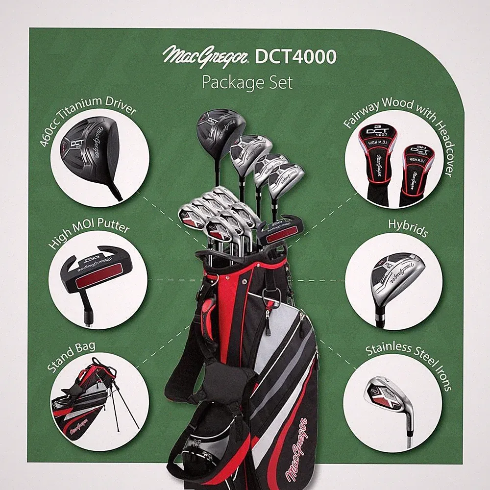 MacGregor Golf DCT4000 Golf Clubs Set, Mens Left Hand (12 Clubs / 16 Pieces)
