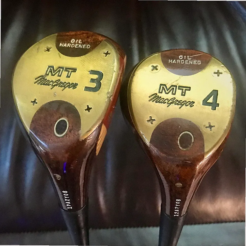 MacGregor MT Tourney Oil Hardend Persimmon Woods 3 & 4 - Nice original condition