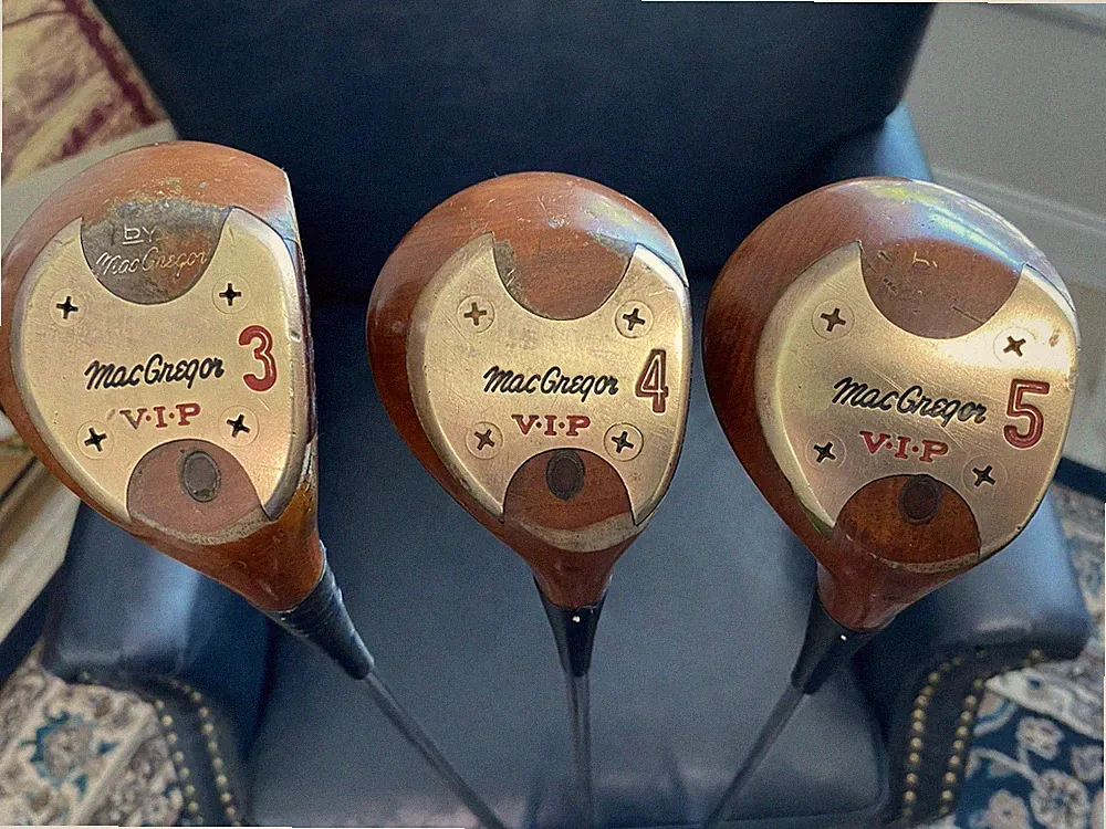 MacGregor Persimmon VIP Fairway Woods Original Shafts 5 Screw Red Fiber Insert