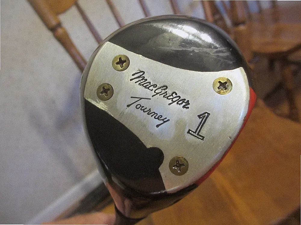 MacGregor Tourney Persimmon Driver RH Expertly Refinished Black Lamkin Cord Grip