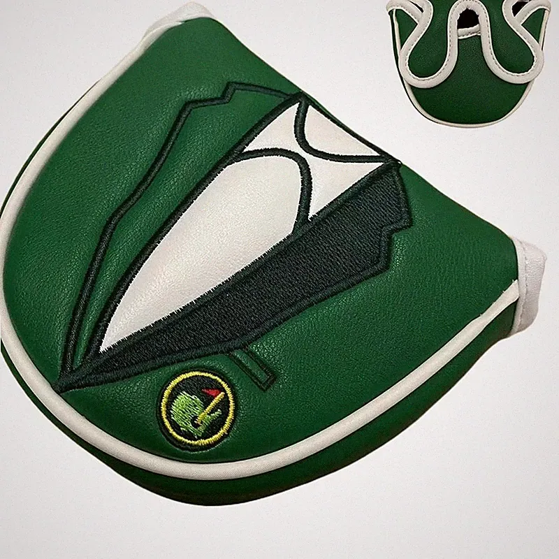 Magnetic Center Shafted Mallet Putter Head Cover Golf Green Jacket Headcover
