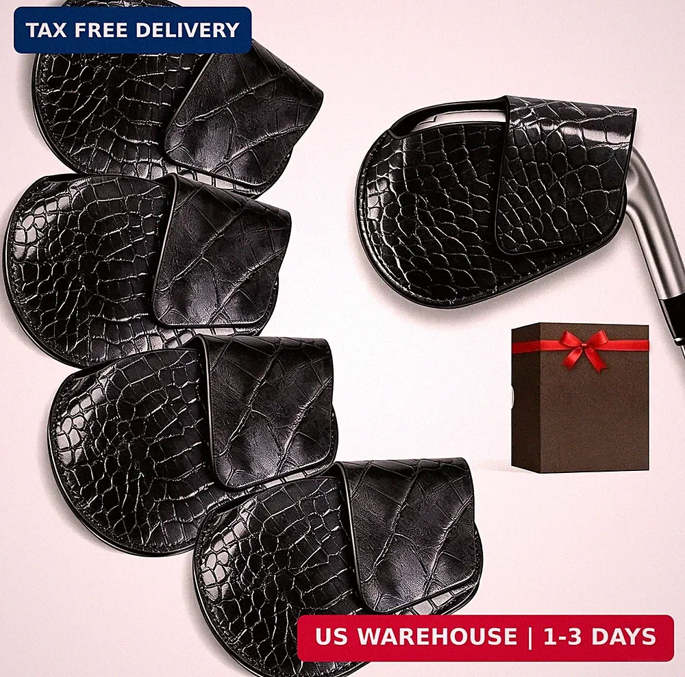 Magnetic Golf Iron Covers Set of 5 - Exposed Number Iron Head Covers for Golf Cl
