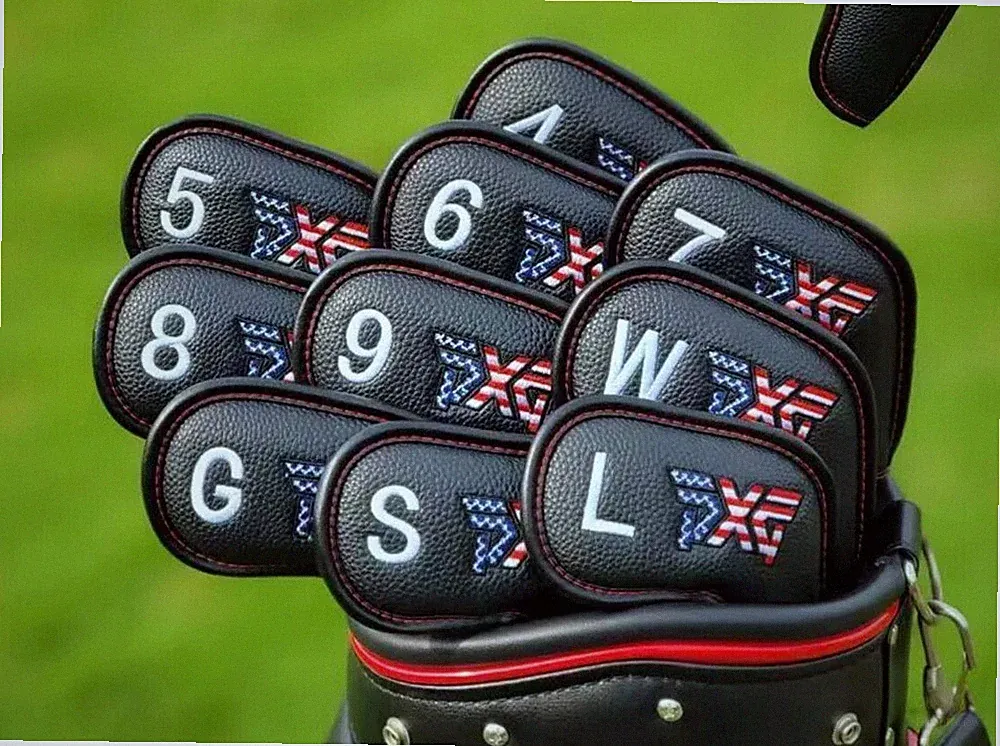 [MAGNETIC] PXG Golf Iron Head Cover 10Pcs 4-W, G, S, L Black (Stars & Stripes)