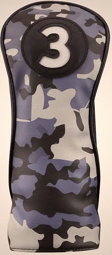 Majek Golf Club #3 Fairway Metal Wood Headcover Blue Black Camo Sleek Head Cover