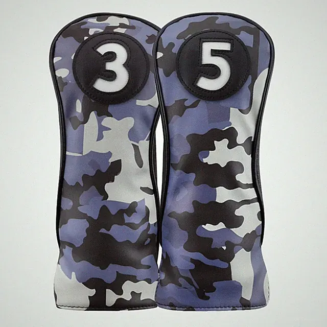 Majek Golf Club Blue and Black Camo Head Cover #3 and #5 Fairway Wood Set