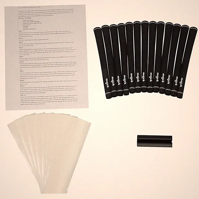 Majek Jumbo Size Tour Pro Black Golf Grips and Grip Kit (13 grips, +see detail)