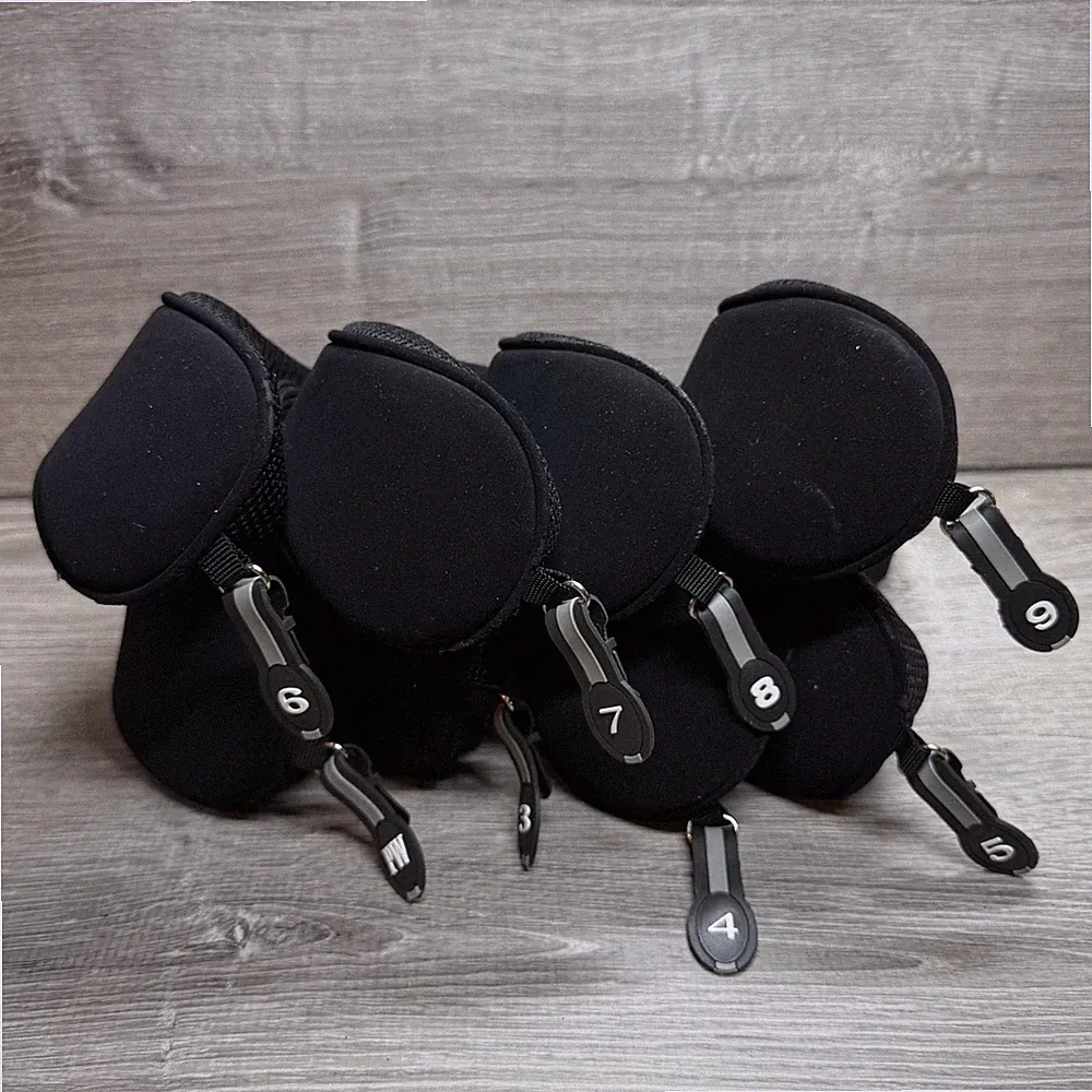 Majek K5 Golf Club Iron Head Covers Set 3 4 5 6 7 8 9 PW Black Neoprene