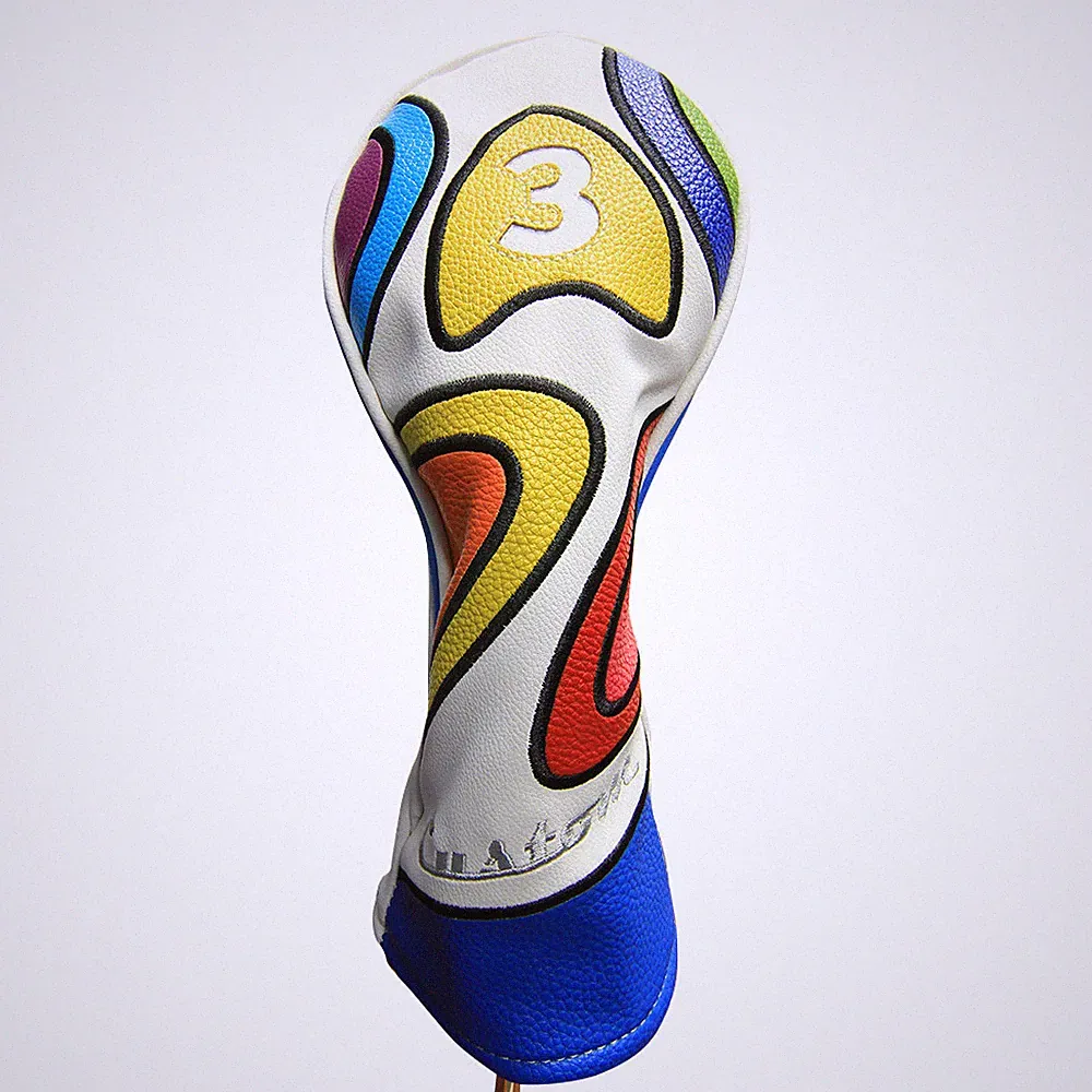 Majek Retro Golf #3 Fairway Wood Headcover Psychedelic Design Vintage Style