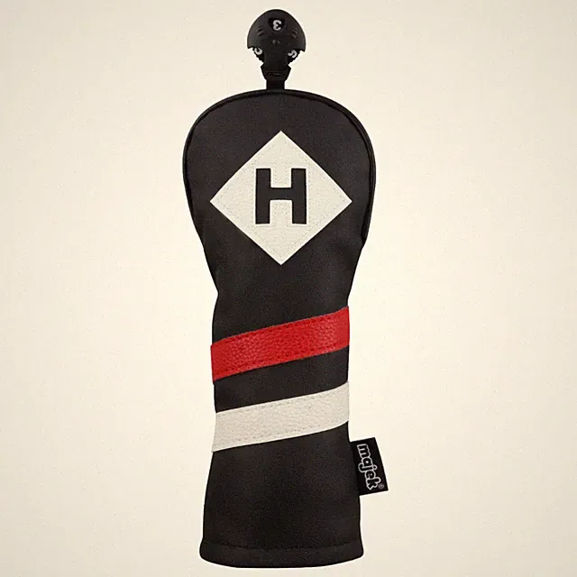 Majek Retro Golf Hybrid Headcover Black Red White Vintage Leather Style
