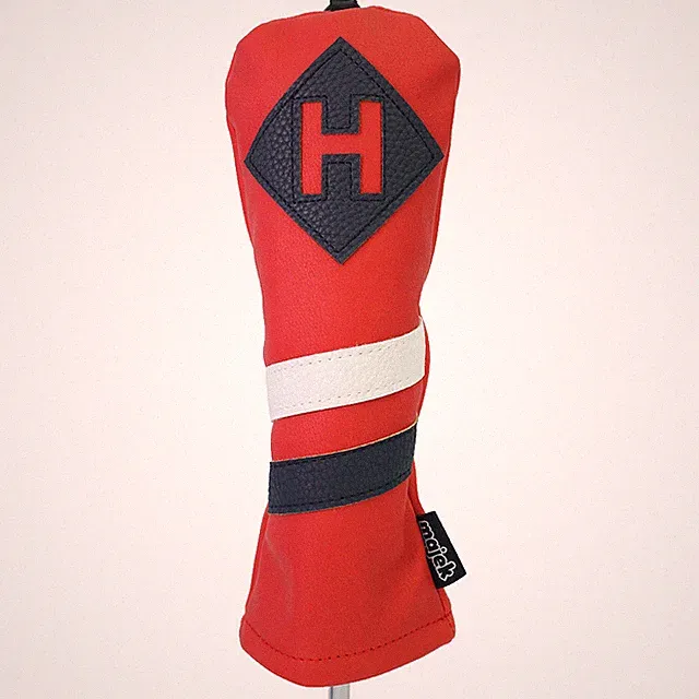 Majek Retro Golf Hybrid Headcover Red White Blue Vintage Leather Style