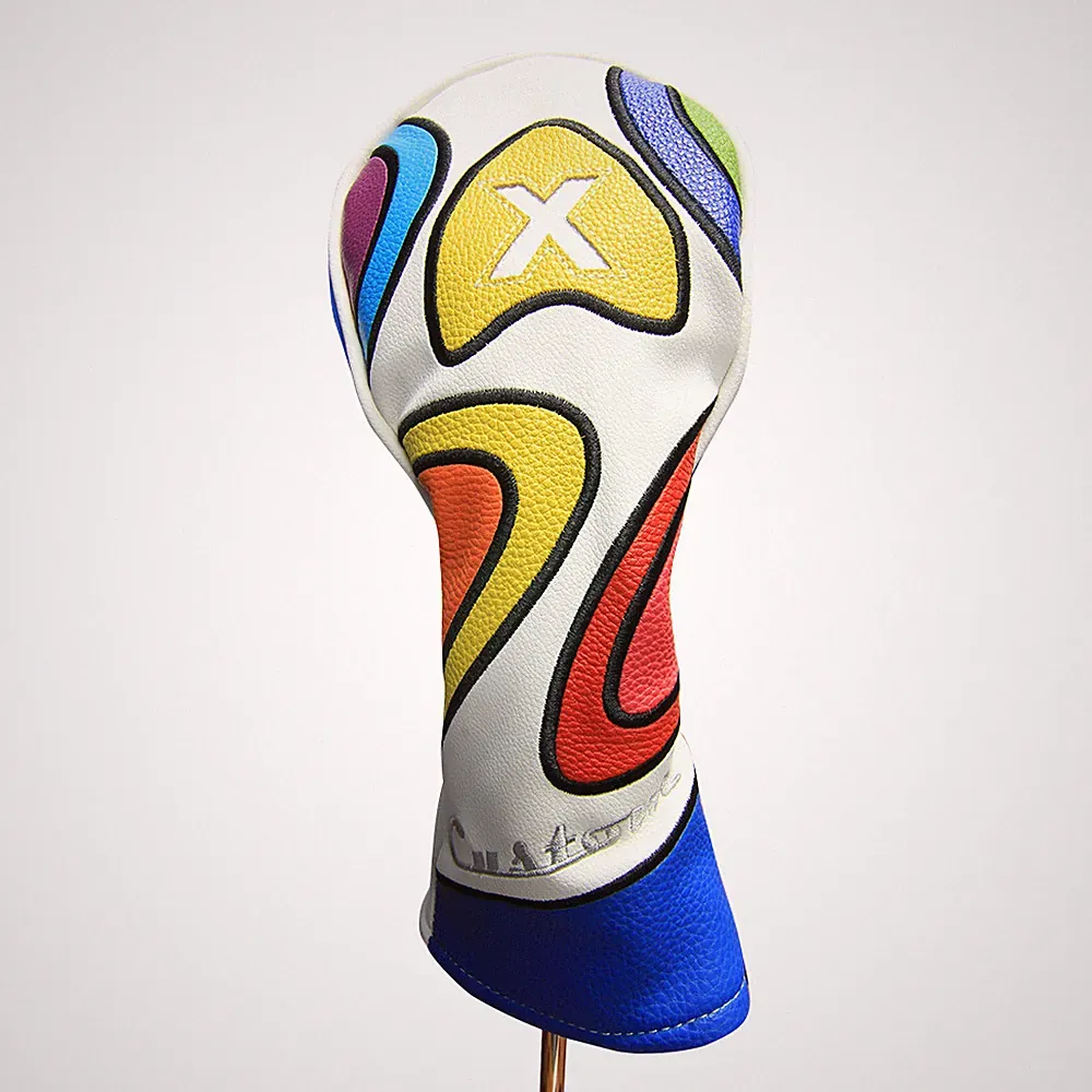 Majek Retro Golf X Fairway Wood Headcover Psychedelic Design Vintage Style