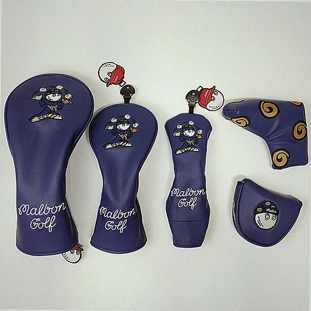 Malbon Golf Headcover Navy Blue Buckets Driver Wood Hybrid Blade Mallet Full Set