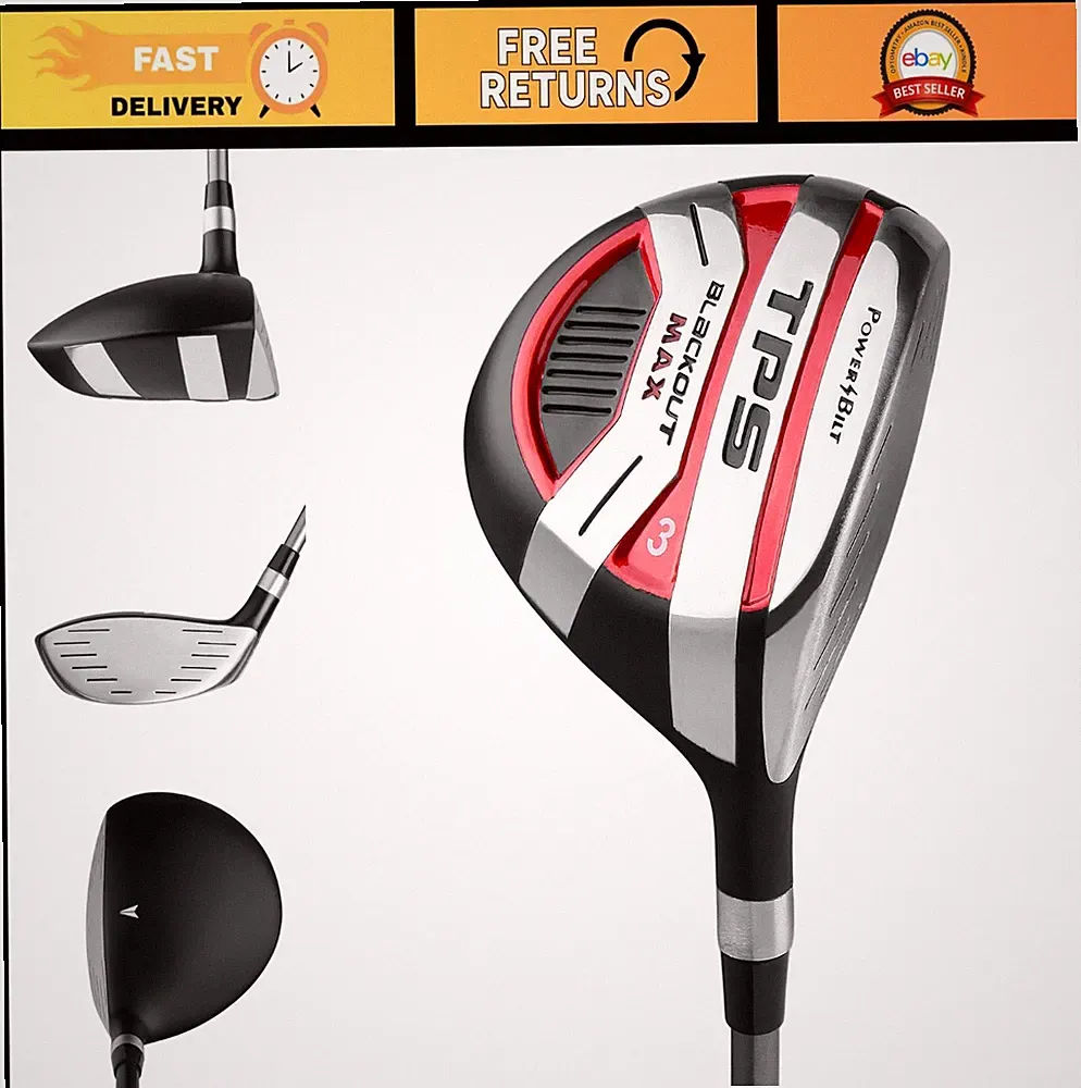 Max Fairway Woods Set 3/5/7 Right Handed Regular Flex - Black/Red Golf Clubs