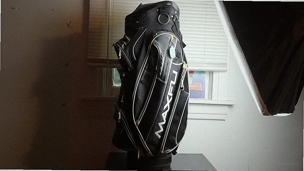 Maxfli 14 Divider Golf Cart Bag Black/White/Yellow w Raincover Cooler Pocket