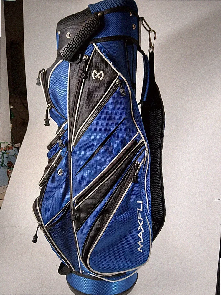 Maxfli carry Cart golf Bag 13-Way Divider 12 Pockets Black/blue no rain hood