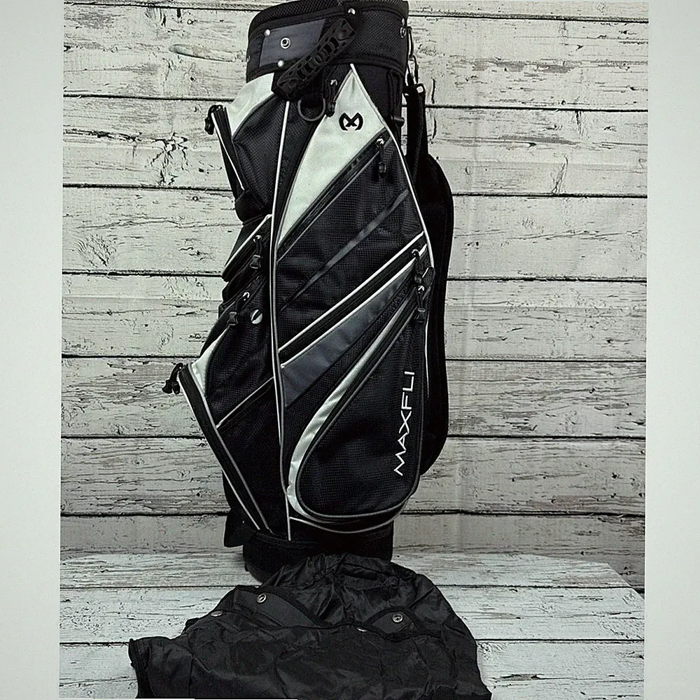 Maxfli Golf Cart Bag Carry Bag 13-way Divider 11 Zipper Pockets w/ Rain Cover