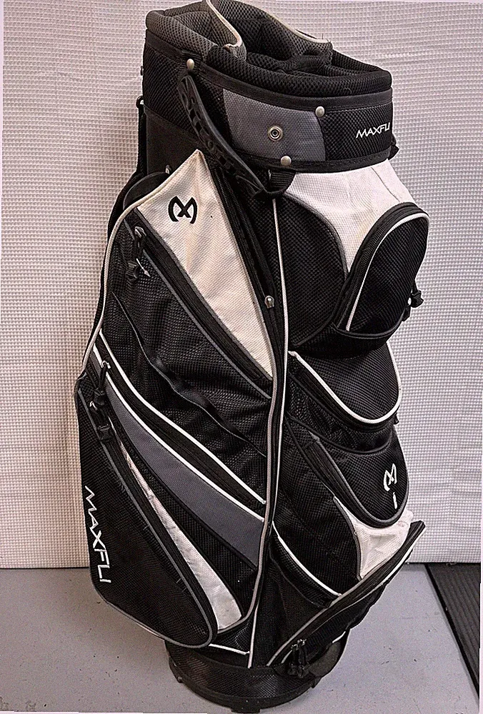 MAXFLI Golf Cart Bag Large Black 6-Way Divider 6 Pockets Nylon Polyester Mens