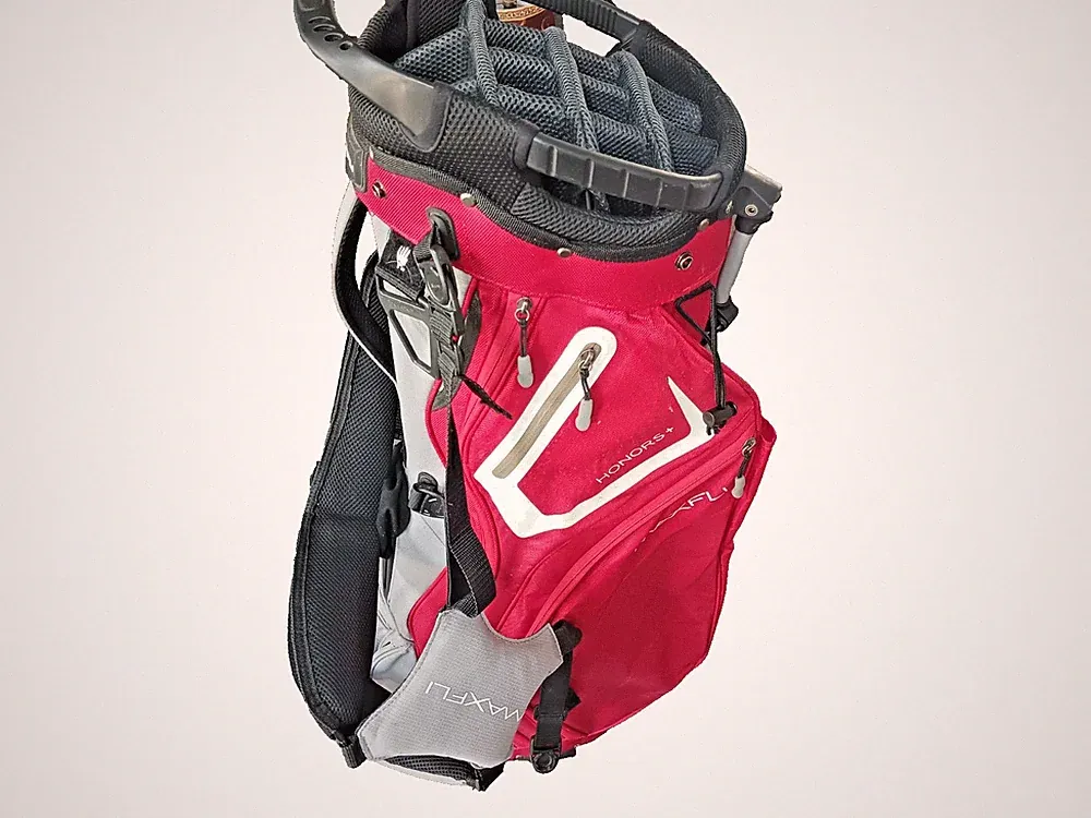 Maxfli Honors+ Cart Golf Bag 14-Way Divider Red Gray White 11 Pockets Cooler!
