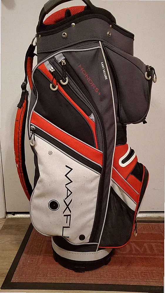 Maxfli Honors Cart Golf Bag Black White Red Rain Cover 15 Way Divider Rain Cover